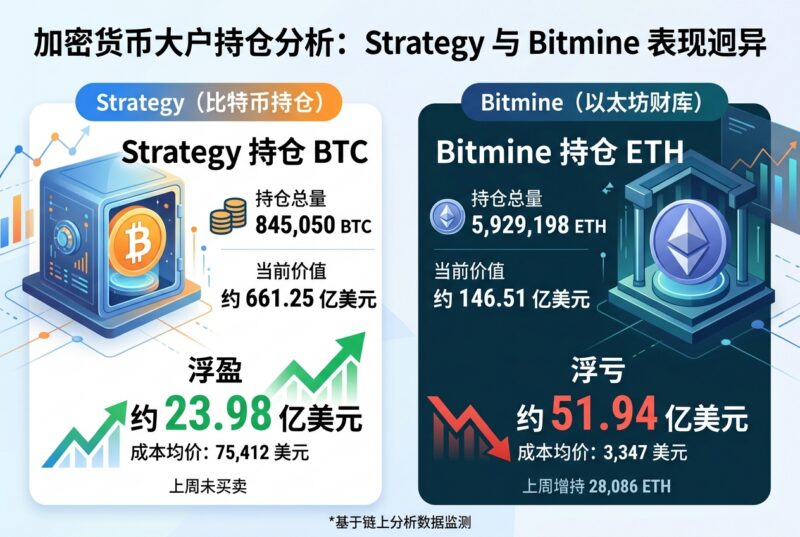 Strategy 比特币持仓浮盈约 23.98 亿美元，Bitmine 以太坊持仓浮亏约 51.94 亿美元-指挥使社区 - 真实线索、热点议题与深度观察