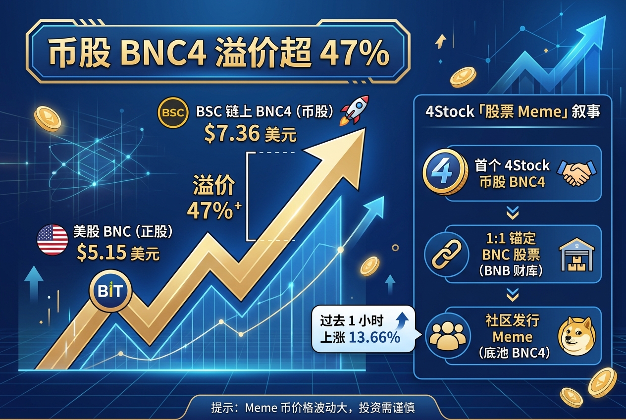 币股 BNC4 较正股 BNC 溢价超 47%