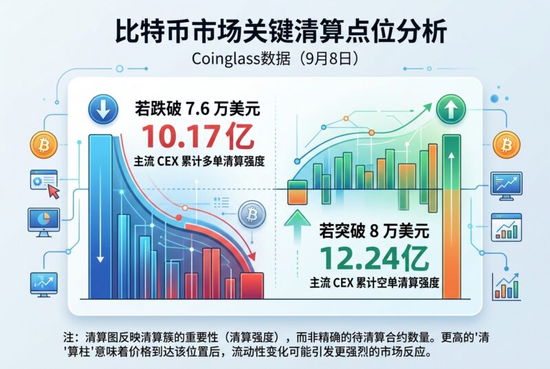 比特币若跌破 7.6 万美元,主流 CEX 累计多单清算强度或达 10.17 亿-指挥使社区 - 真实线索、热点议题与深度观察