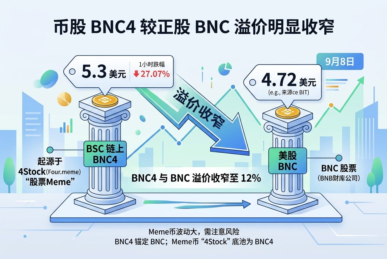 币股 BNC4 较正股 BNC 溢价收窄至 12%
