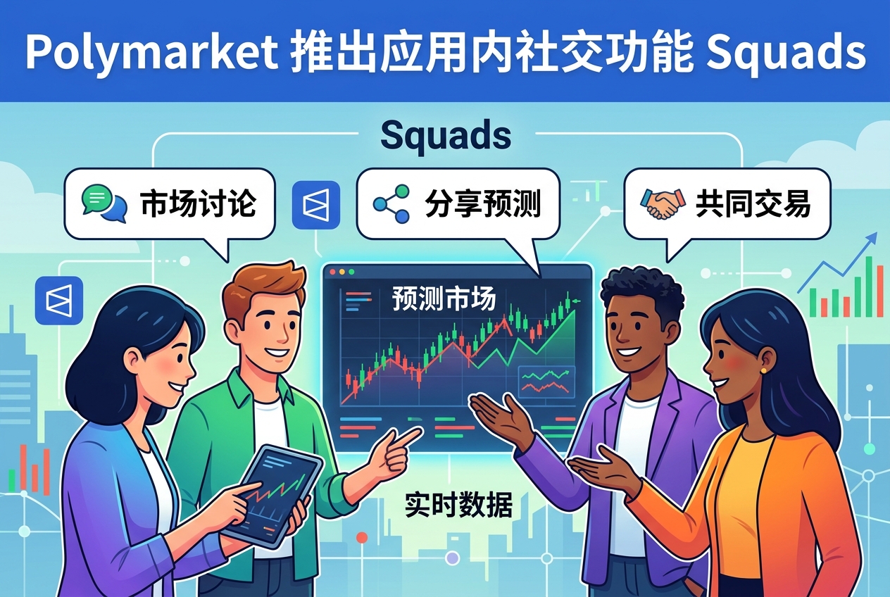 Polymarket 推出应用内社交功能 Squads