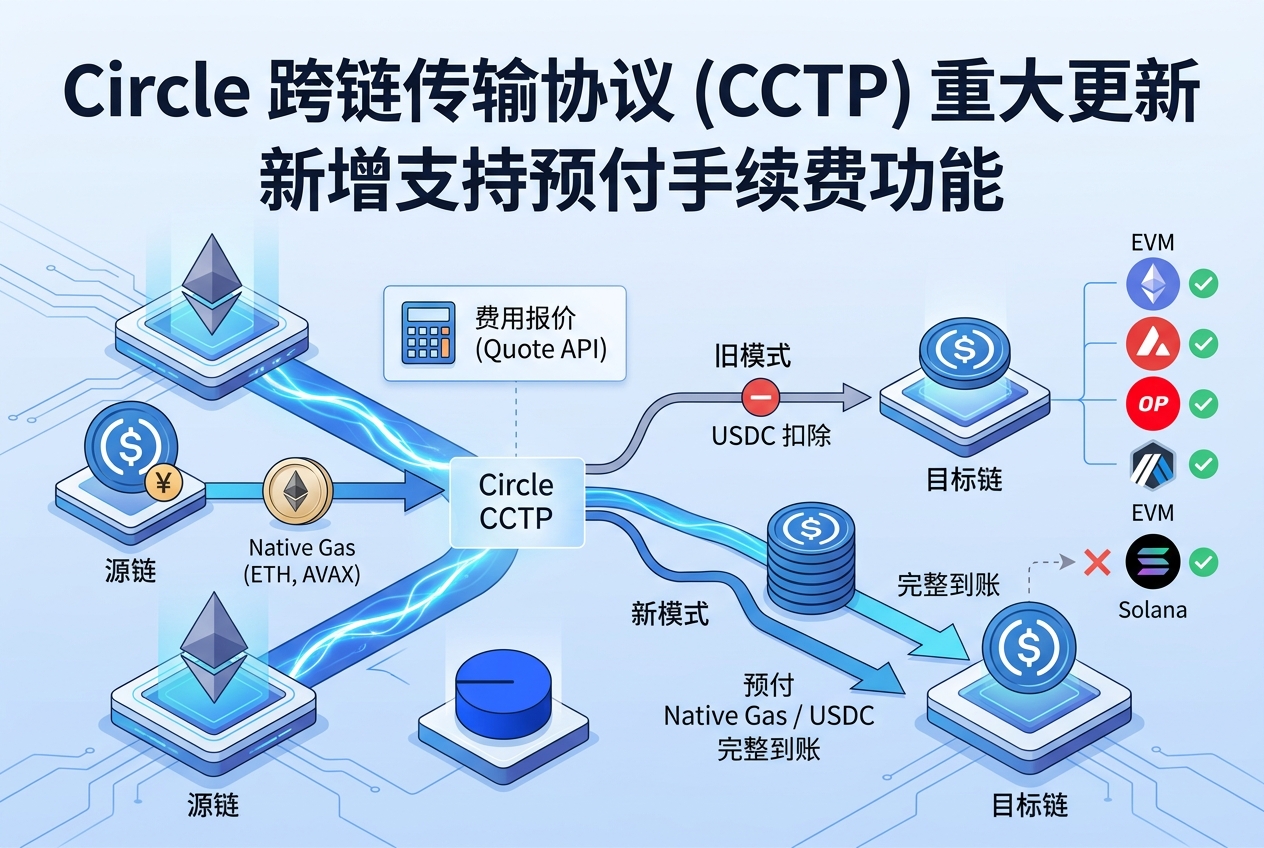 Circle 新增支持预付 CCTP 手续费,覆盖全部兼容 EVM 链
