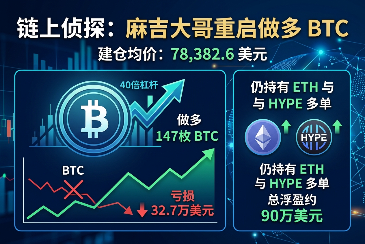 链上侦探|“麻吉”重启做多 BTC,建仓均价 78,382.6 美元