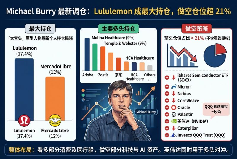 Michael Burry 最新调仓:Lululemon 成最大持仓,做空仓位占比超 21%-指挥使社区 - 真实线索、热点议题与深度观察