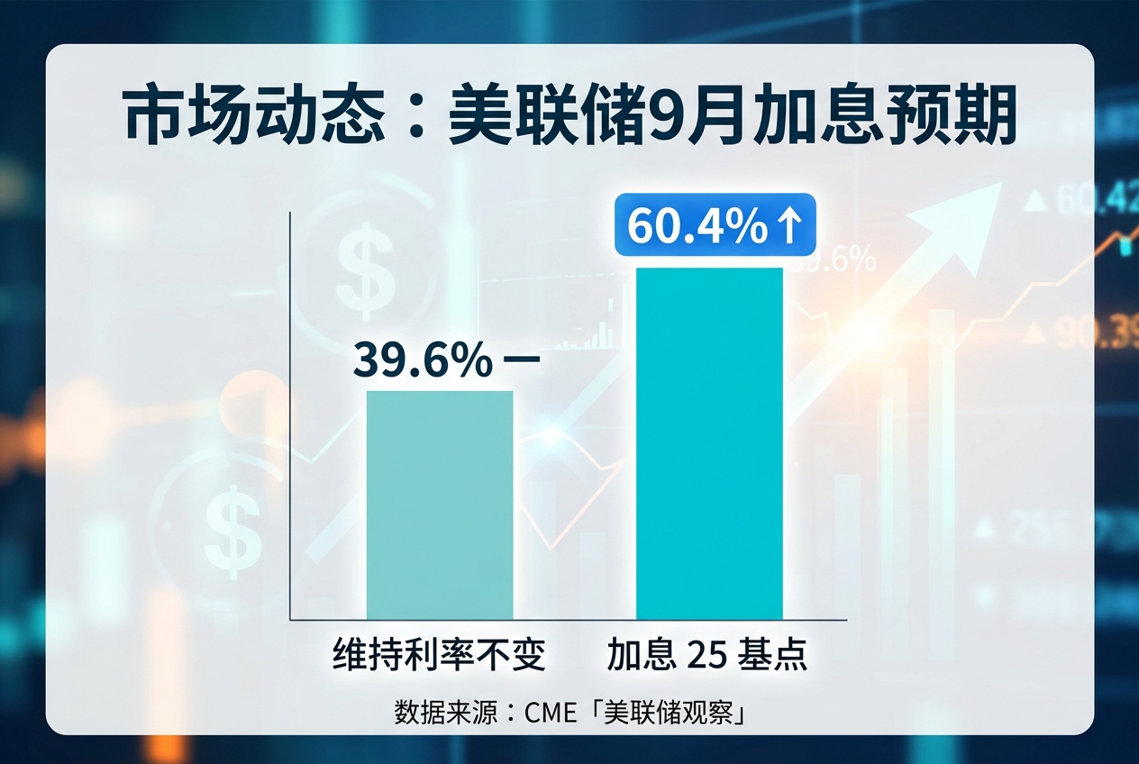 美联储 9 月加息 25 个基点概率暂报 60.4%