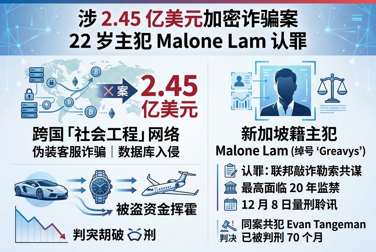 涉 2.45 亿美元加密诈骗案的 22 岁主犯 Malone Lam 认罪
