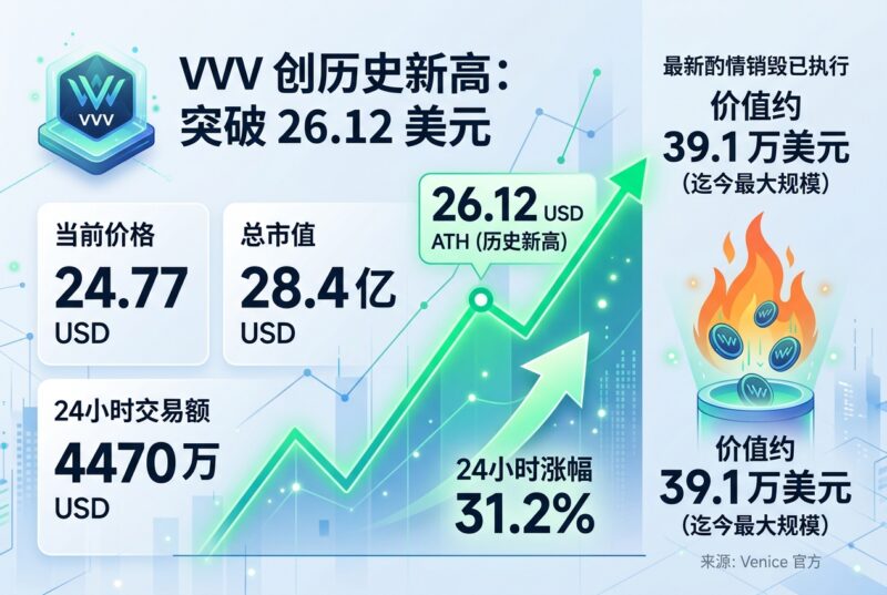 VVV 触及 26.12 美元创历史新高,24 小时涨幅 31.2%-指挥使社区 - 真实线索、热点议题与深度观察
