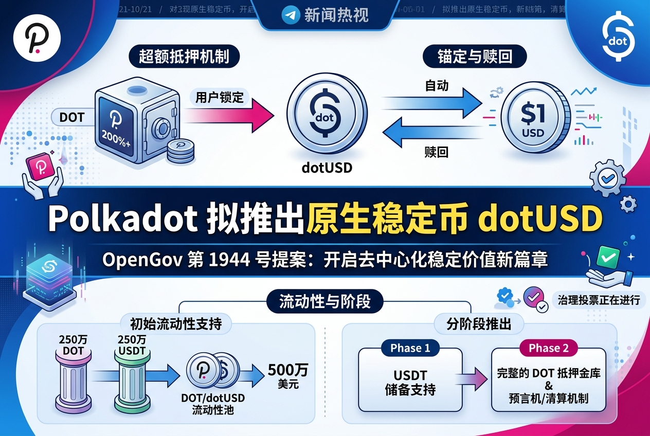 Polkadot 拟推出原生稳定币 dotUSD