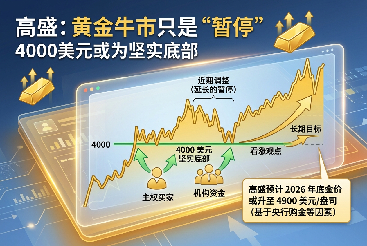 高盛：黄金牛市只是“暂停”，4000 美元或为坚实底部