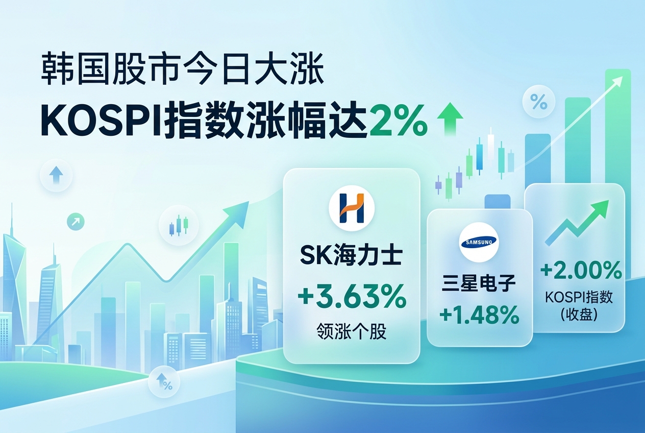 韩国 KOSPI 指数日内涨 2%，SK 海力士涨 3.63%