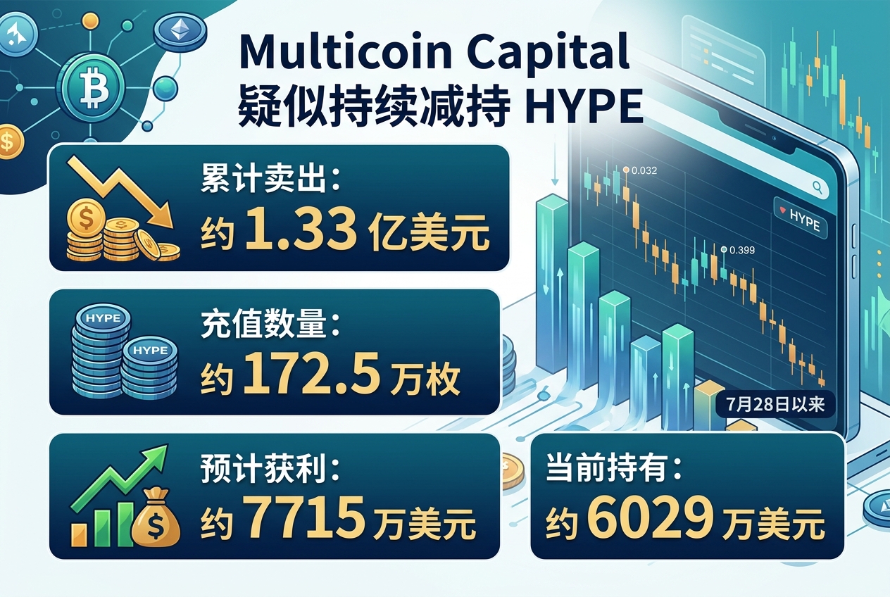Multicoin Capital 疑似持续减持 HYPE,累计卖出约 1.33 亿美元