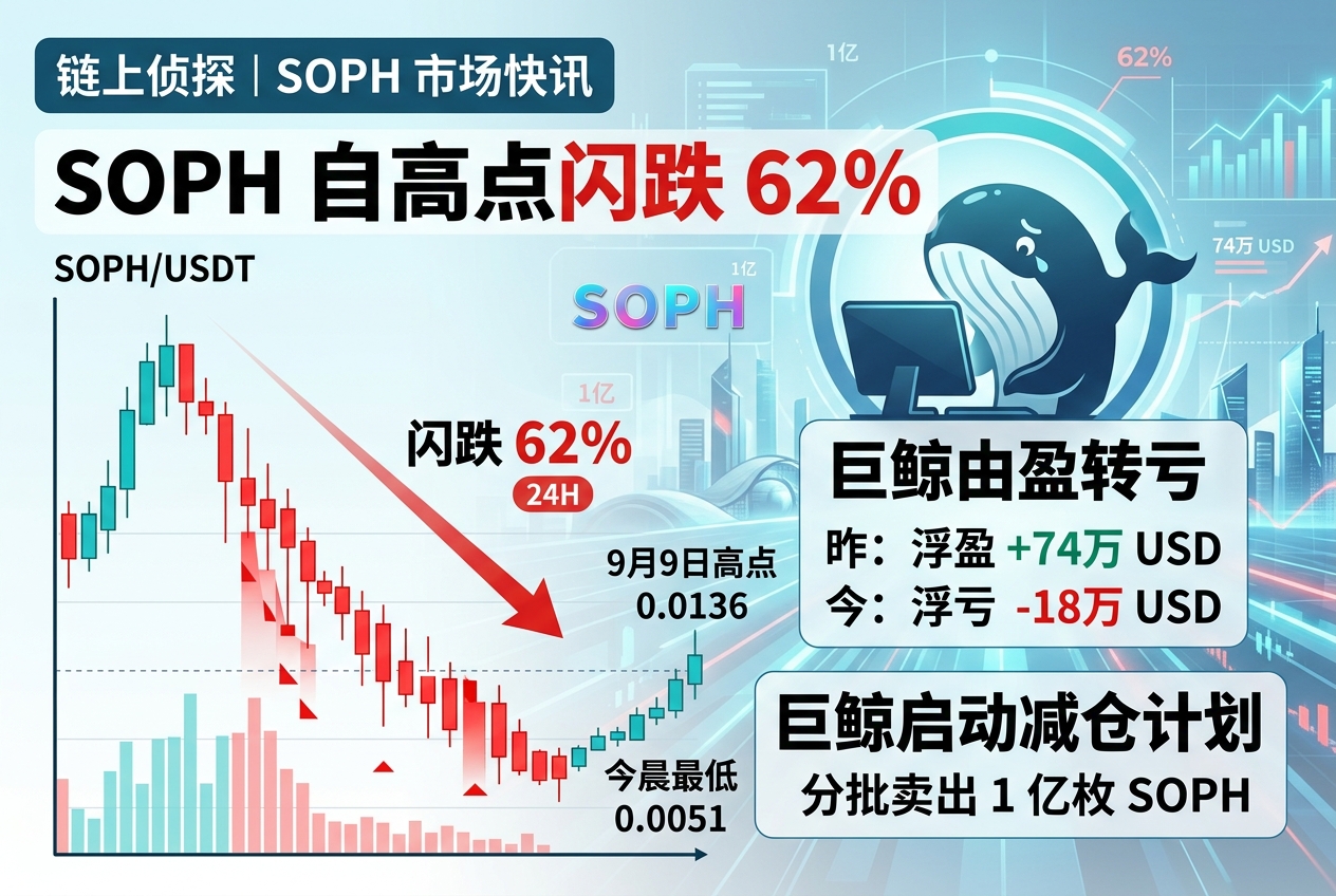 链上侦探｜SOPH 自高点闪跌 62%，巨鲸由盈转亏并启动 1 亿枚止损计划