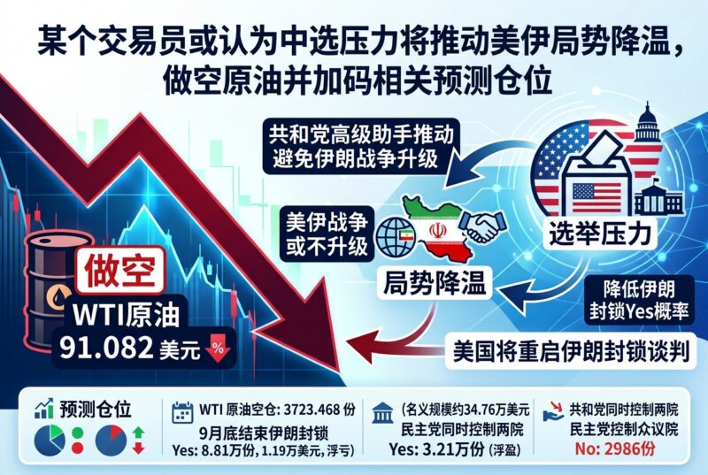 某交易员或认为中选压力将推动美伊局势降温,做空原油并加码相关预测仓位-指挥使社区 - 真实线索、热点议题与深度观察
