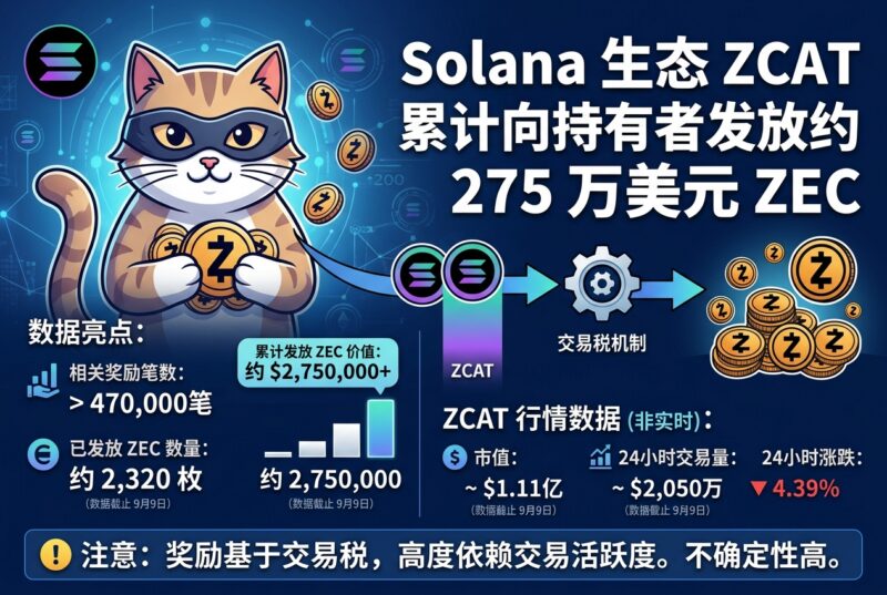 Solana 生态 Meme 币 ZCAT 已累计向持有者发放约 275 万美元 ZEC-指挥使社区 - 真实线索、热点议题与深度观察