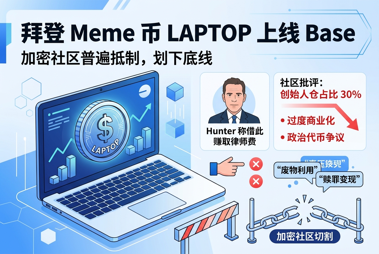 拜登 Meme 币 LAPTOP 今晚上线 Base,加密社区集体切割:终于划下底线