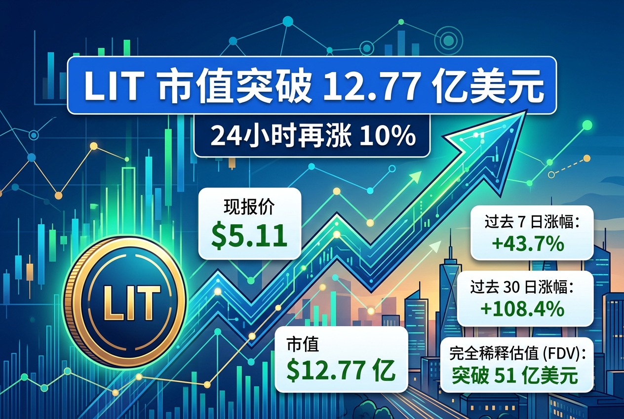 LIT 24 小时再涨 10%,市值升至 12.77 亿美元