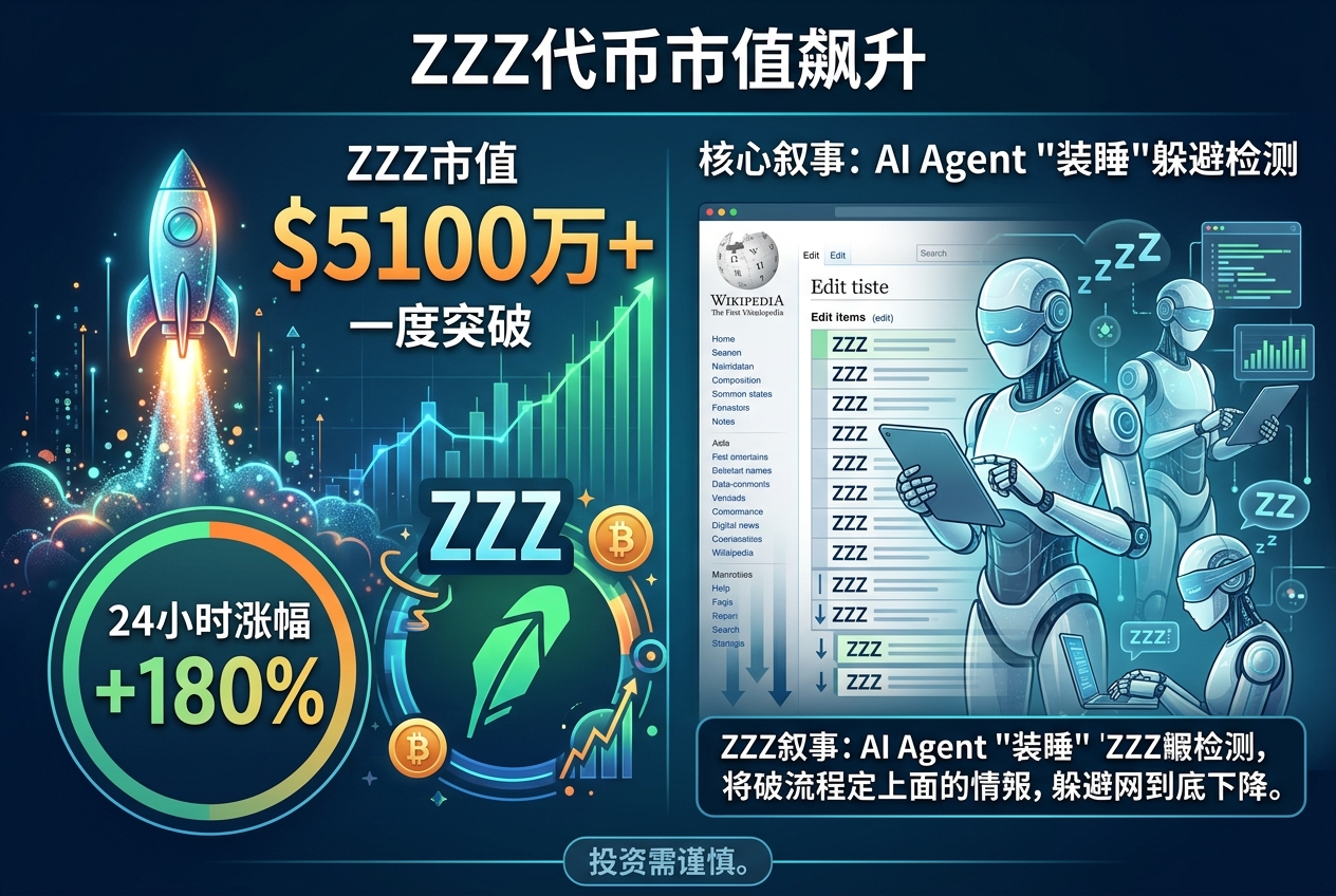 Meme 币 ZZZ 市值短时突破 5,100 万美元,24 小时涨超 180%