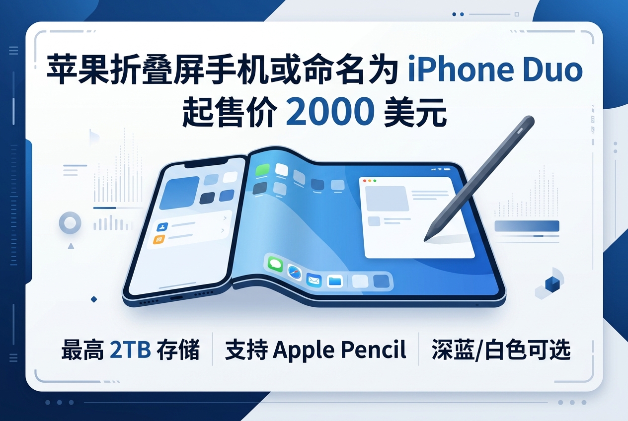美记者:苹果折叠屏手机或命名为 iPhone Duo,起售价 2000 美元