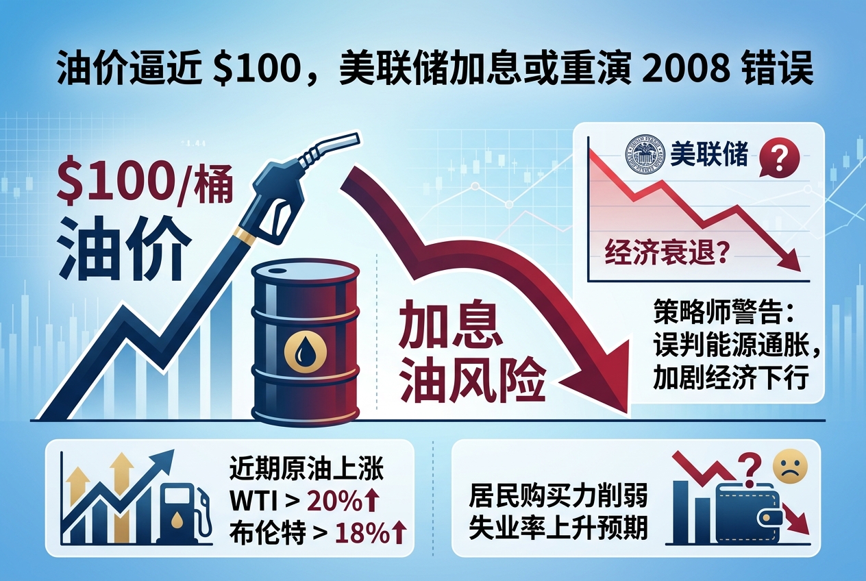 油价逼近 100 美元,策略师警告美联储加息风险