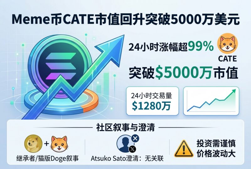 Meme 币 CATE 市值回升突破 5000 万美元,24 小时涨超 99%-指挥使社区 - 真实线索、热点议题与深度观察