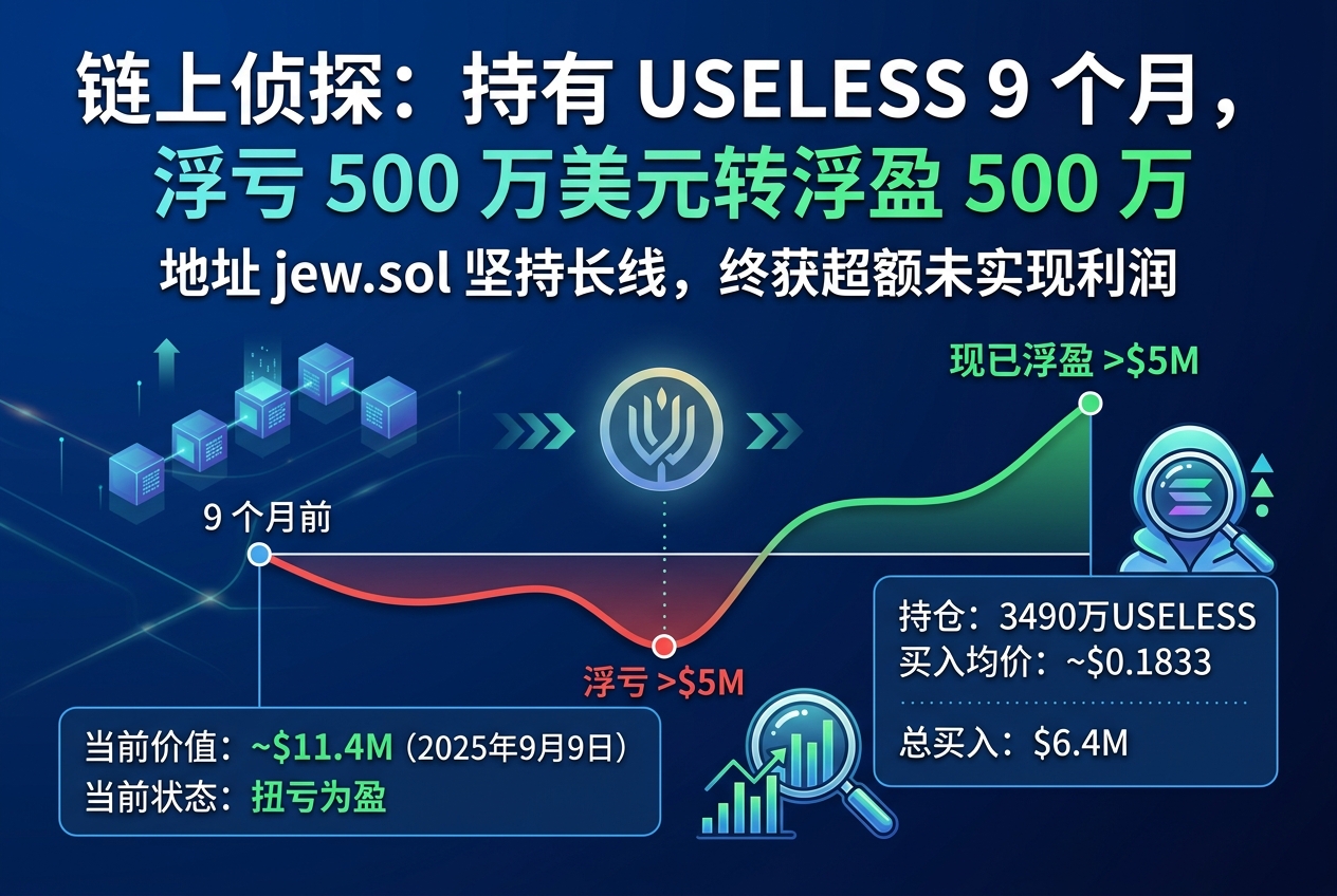 链上侦探|jew.sol 持有 USELESS 超 9 个月,浮亏 500 万美元转为浮盈 500 万美元
