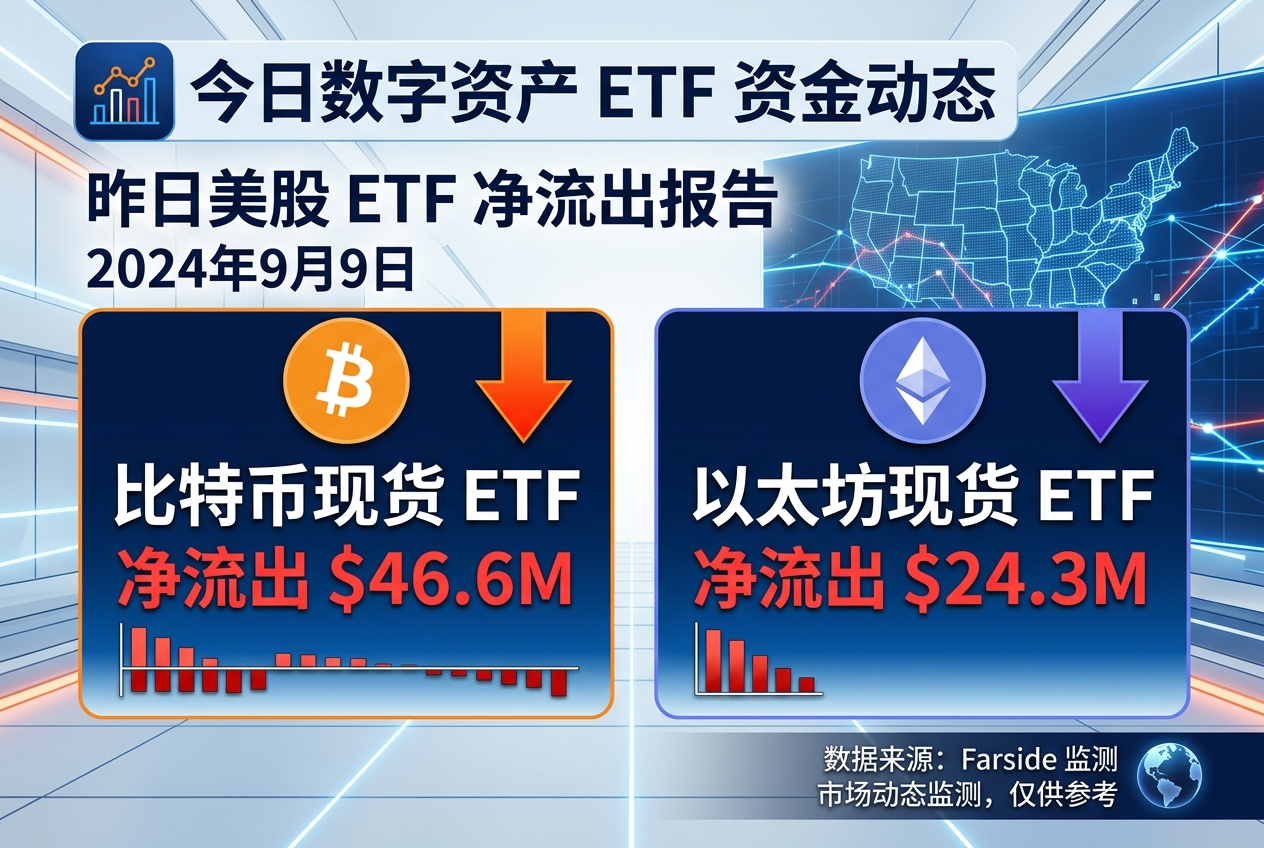 昨日美国比特币现货 ETF 净流出 4660 万美元