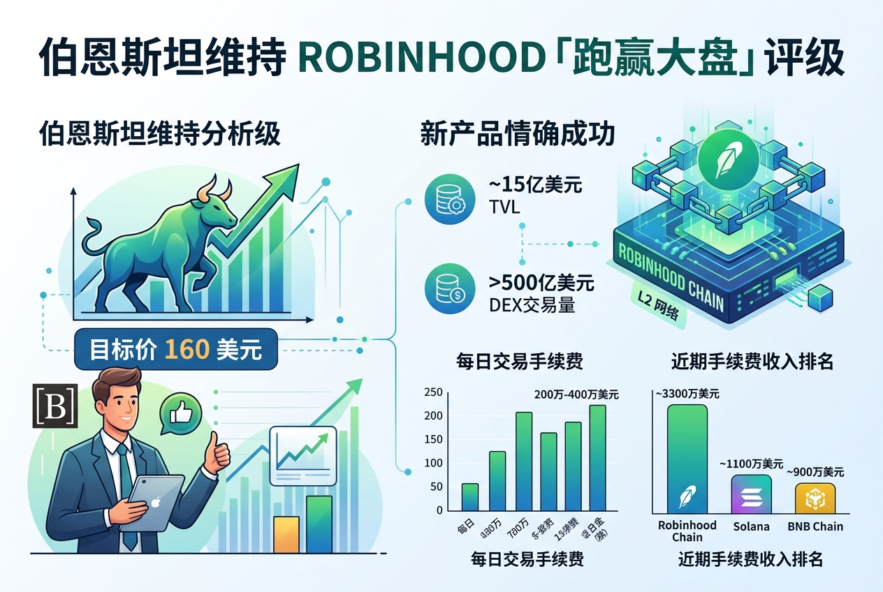 伯恩斯坦维持 Robinhood「跑赢大盘」评级,目标价 160 美元