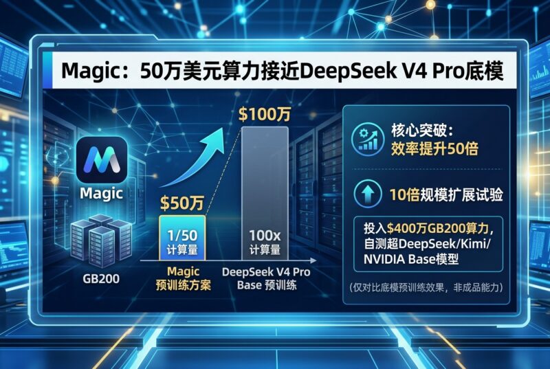 Magic 称 50 万美元算力可接近 DeepSeek V4 Pro 底模预训练效果-指挥使社区 - 真实线索、热点议题与深度观察