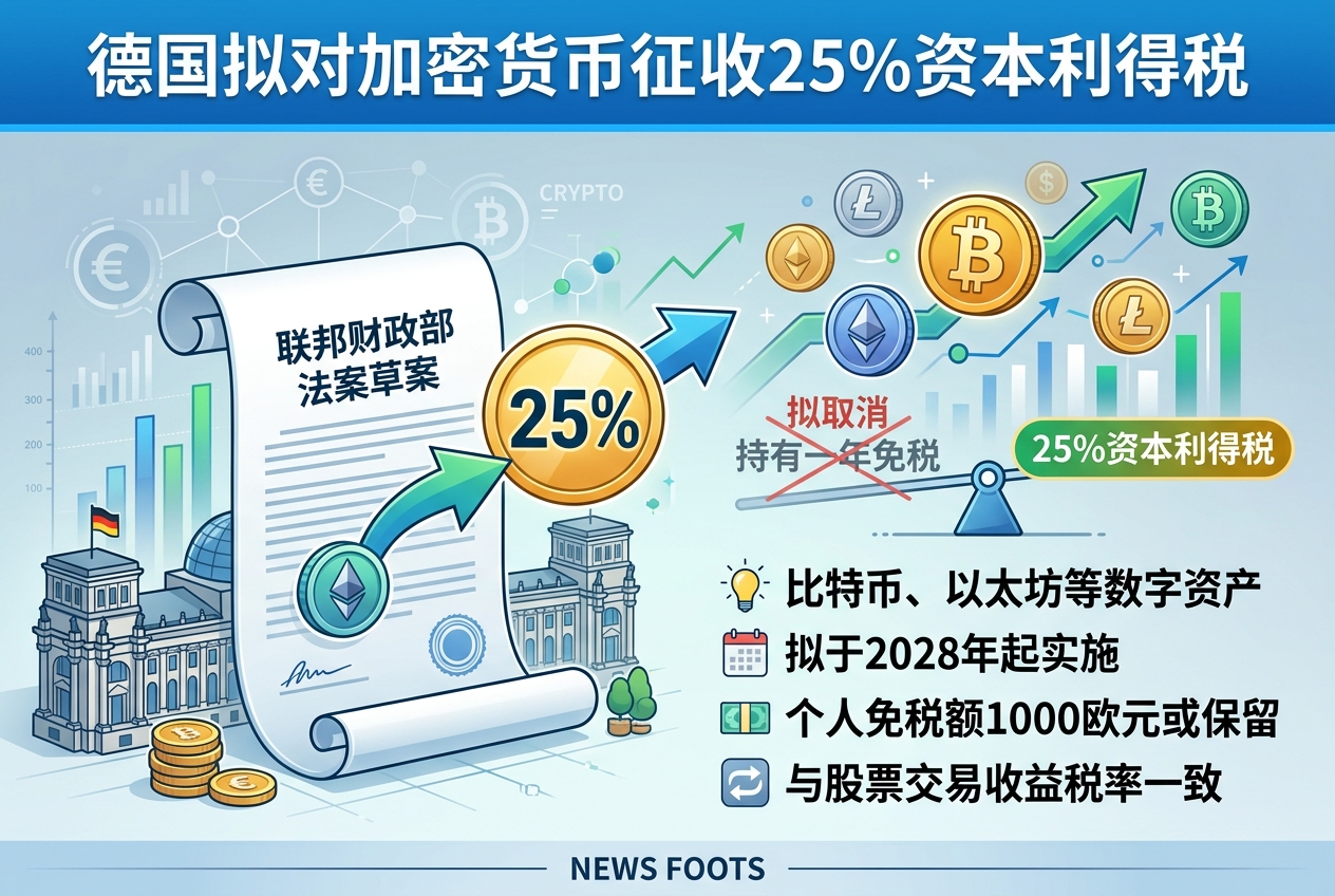 德国政府计划对加密货币收益征收 25% 资本利得税