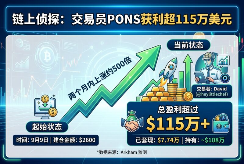 链上侦探|某交易员在 PONS 发行首日建仓 2600 美元,现盈利超 115 万美元-指挥使社区 - 真实线索、热点议题与深度观察