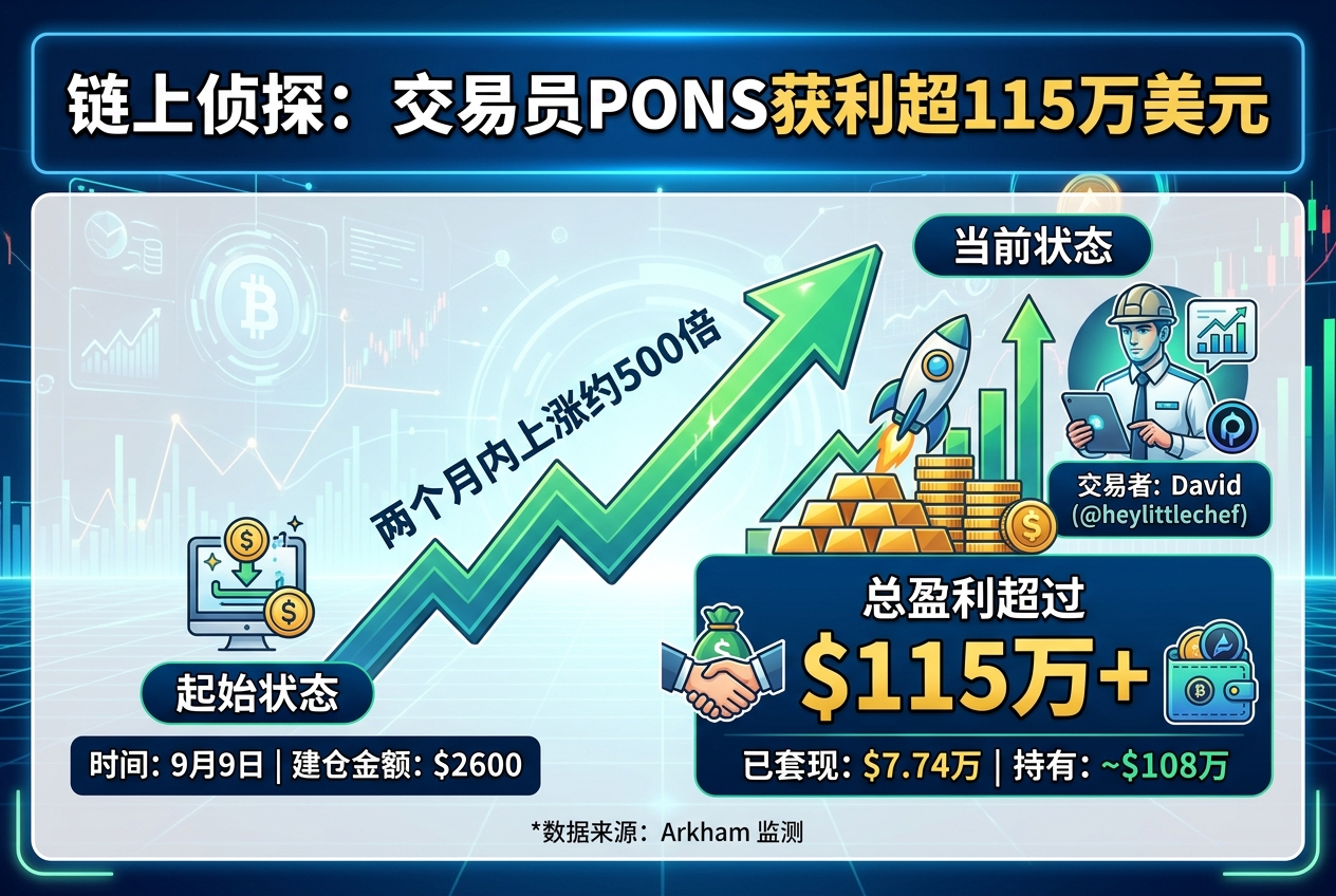 链上侦探|某交易员在 PONS 发行首日建仓 2600 美元,现盈利超 115 万美元