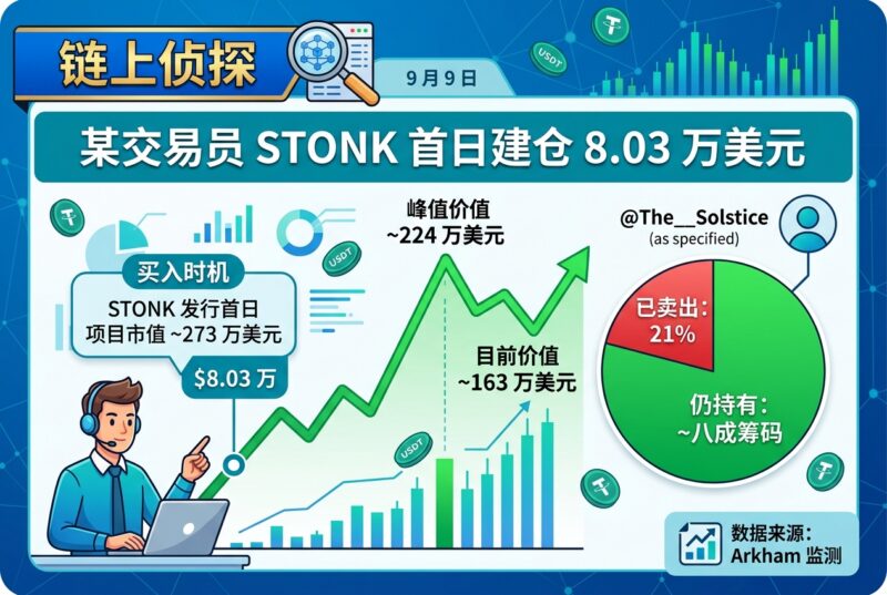 链上侦探：某交易员在 STONK 发行首日建仓 8.03 万美元，目前仅卖出 21%-指挥使社区 - 真实线索、热点议题与深度观察
