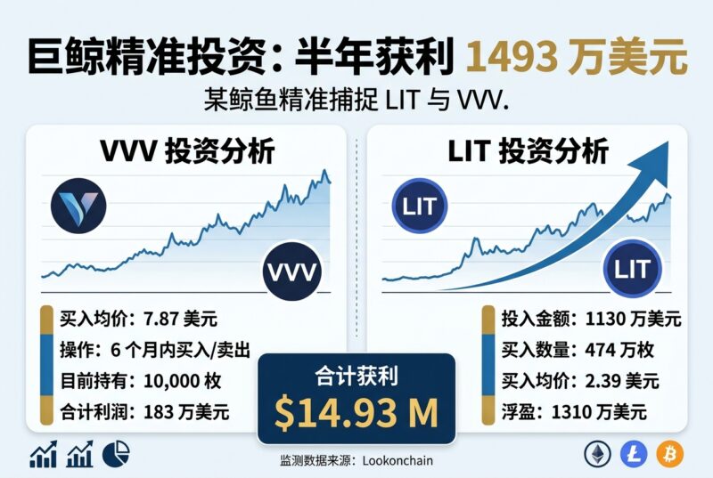 某鲸鱼精准捕捉 LIT 与 VVV,半年获利 1493 万美元-指挥使社区 - 真实线索、热点议题与深度观察