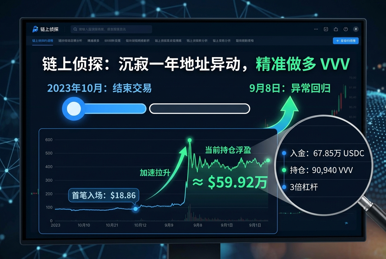 链上侦探:淡出交易近一年的地址异常回归,提前交易 VVV 拉升