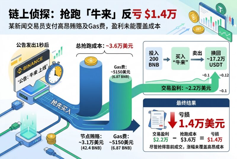 链上侦探|某新闻交易员支付3.6万美元节点贿赂及Gas费抢跑买入「牛来」,最终反亏1.4万美元-指挥使社区 - 真实线索、热点议题与深度观察
