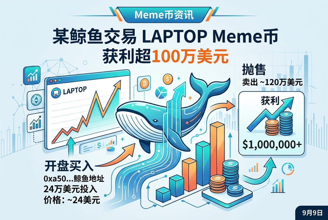 某鲸鱼开盘买入 LAPTOP 后抛售,已获利超 100 万美元