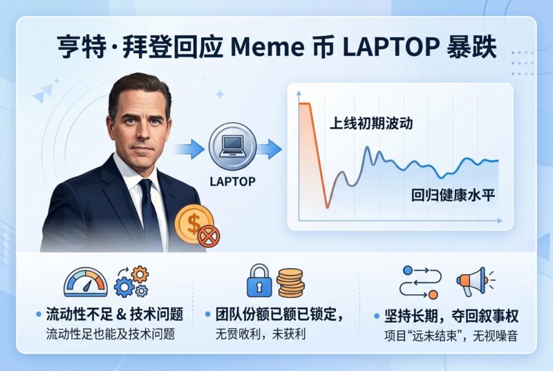 亨特·拜登回应 Meme 币 LAPTOP 暴跌：本人未获利，团队份额已锁定-指挥使社区 - 真实线索、热点议题与深度观察