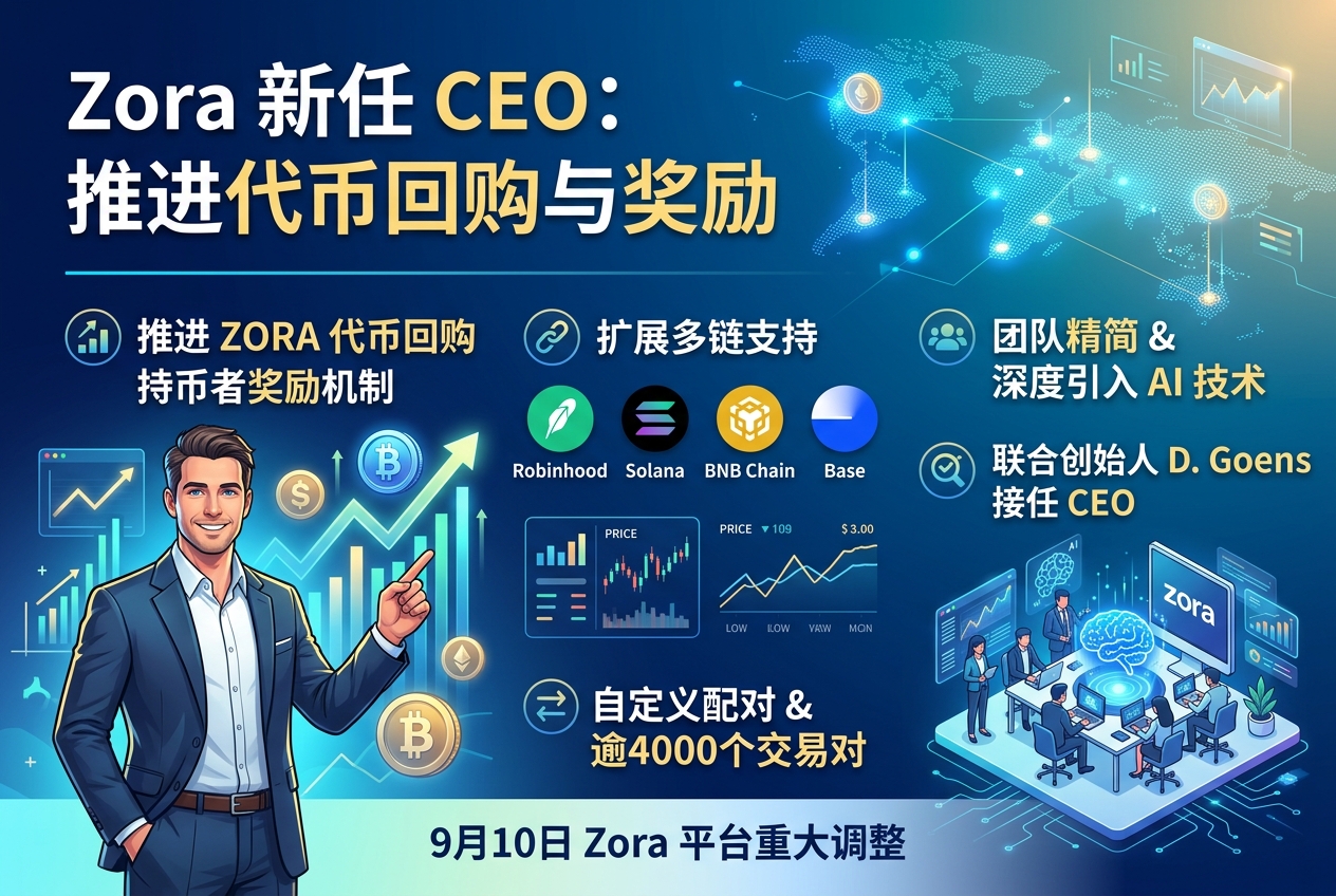 Zora 新任 CEO:将推进 ZORA 代币回购与持币者奖励机制