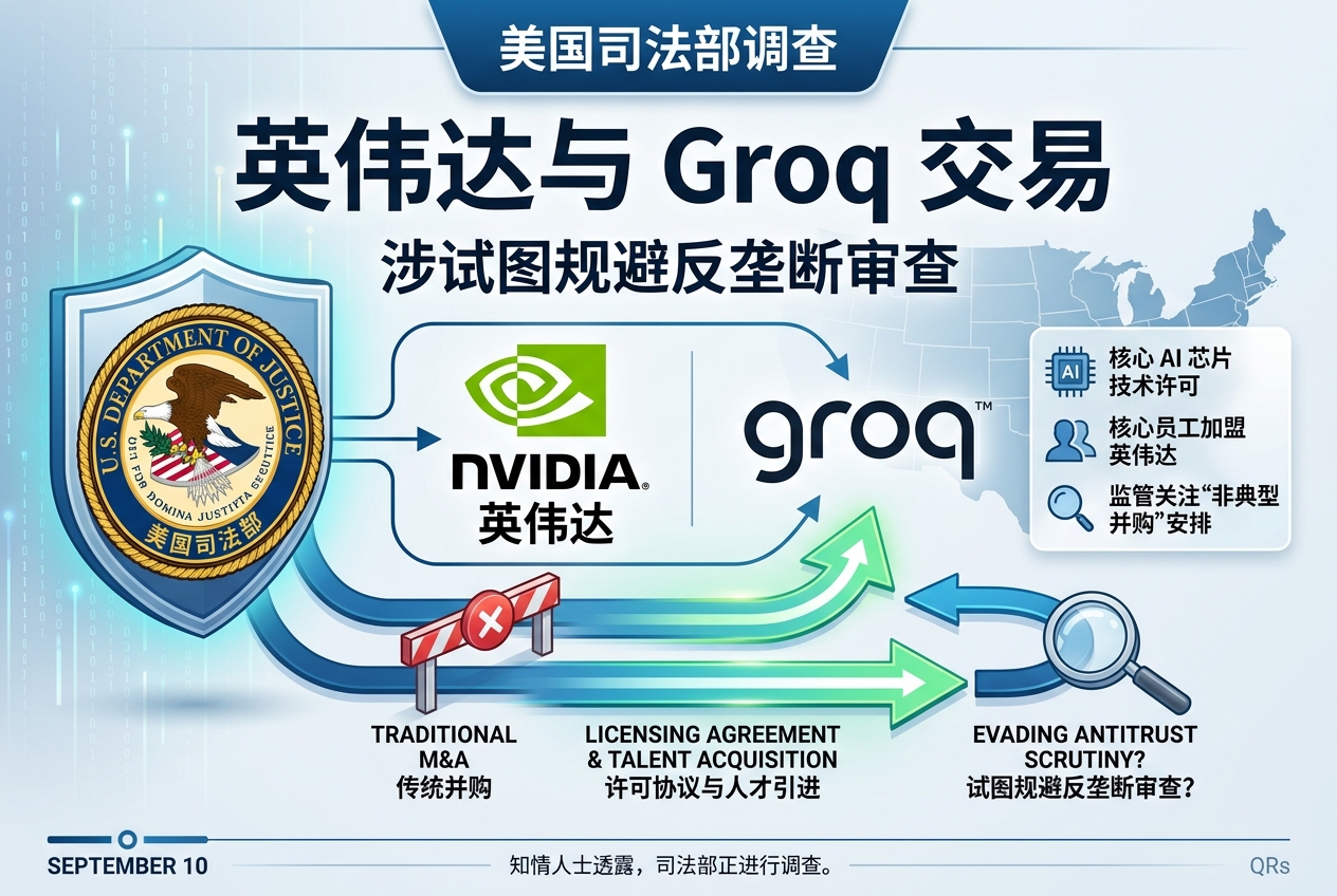 美国司法部调查英伟达与 Groq 交易，涉试图规避反垄断审查