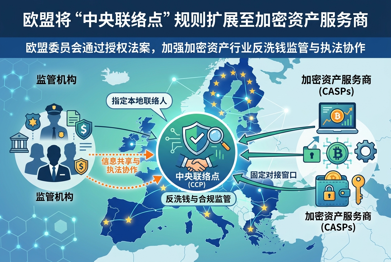欧盟将“中央联络点”规则扩展至加密资产服务商