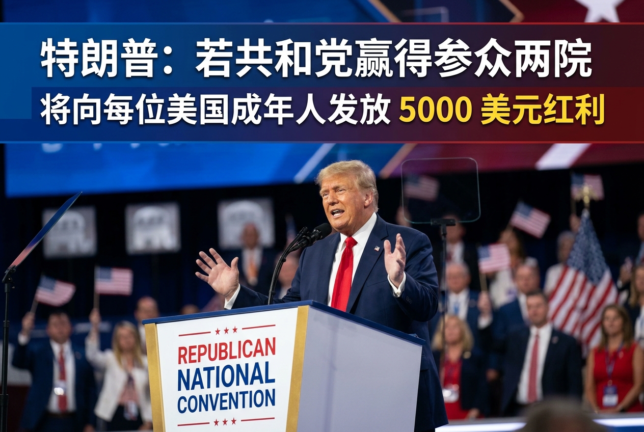 特朗普：若共和党赢得参众两院，将向每位美国成年人发放 5000 美元红利