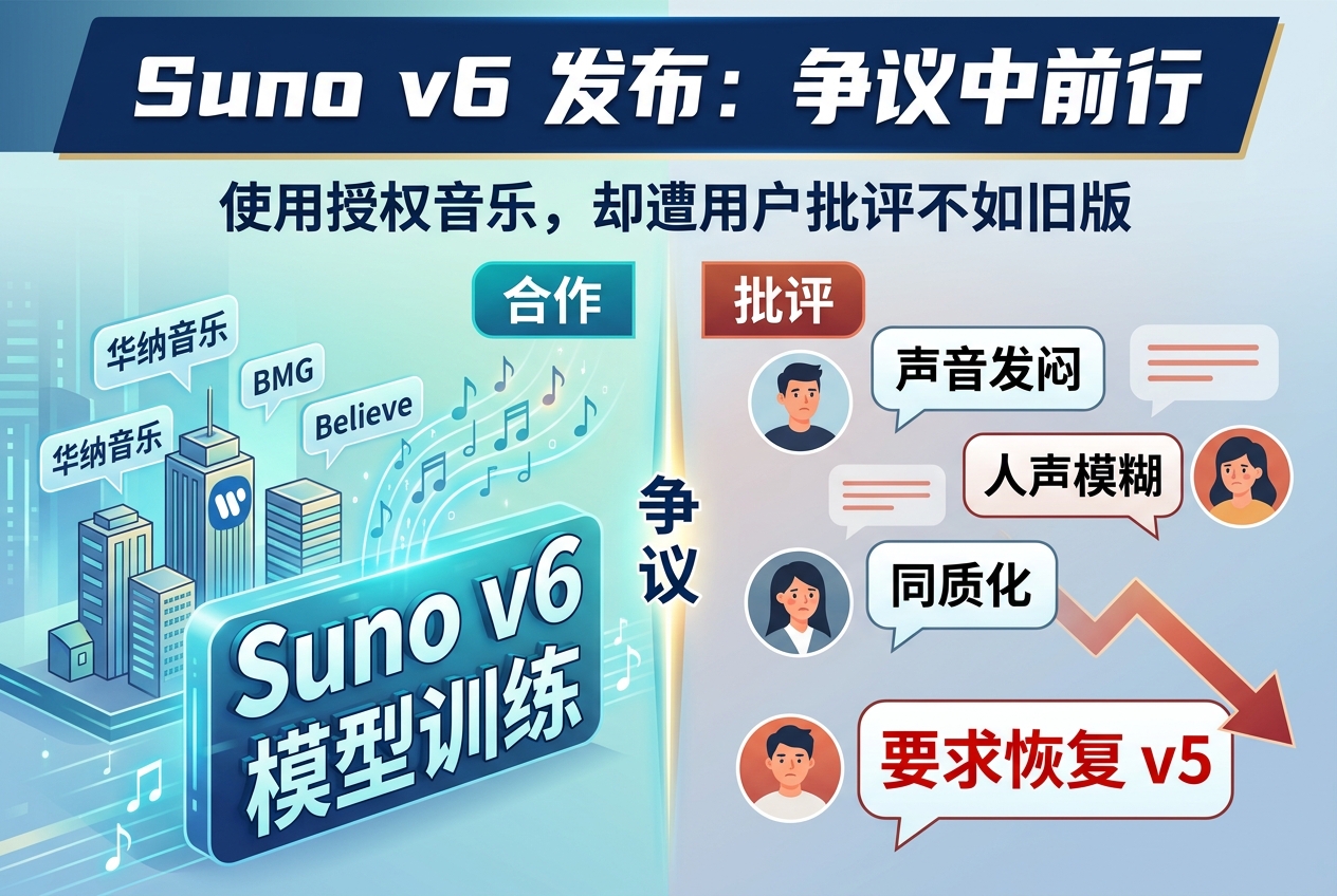 Suno 用上正版音乐,v6 却被用户批评不如旧版