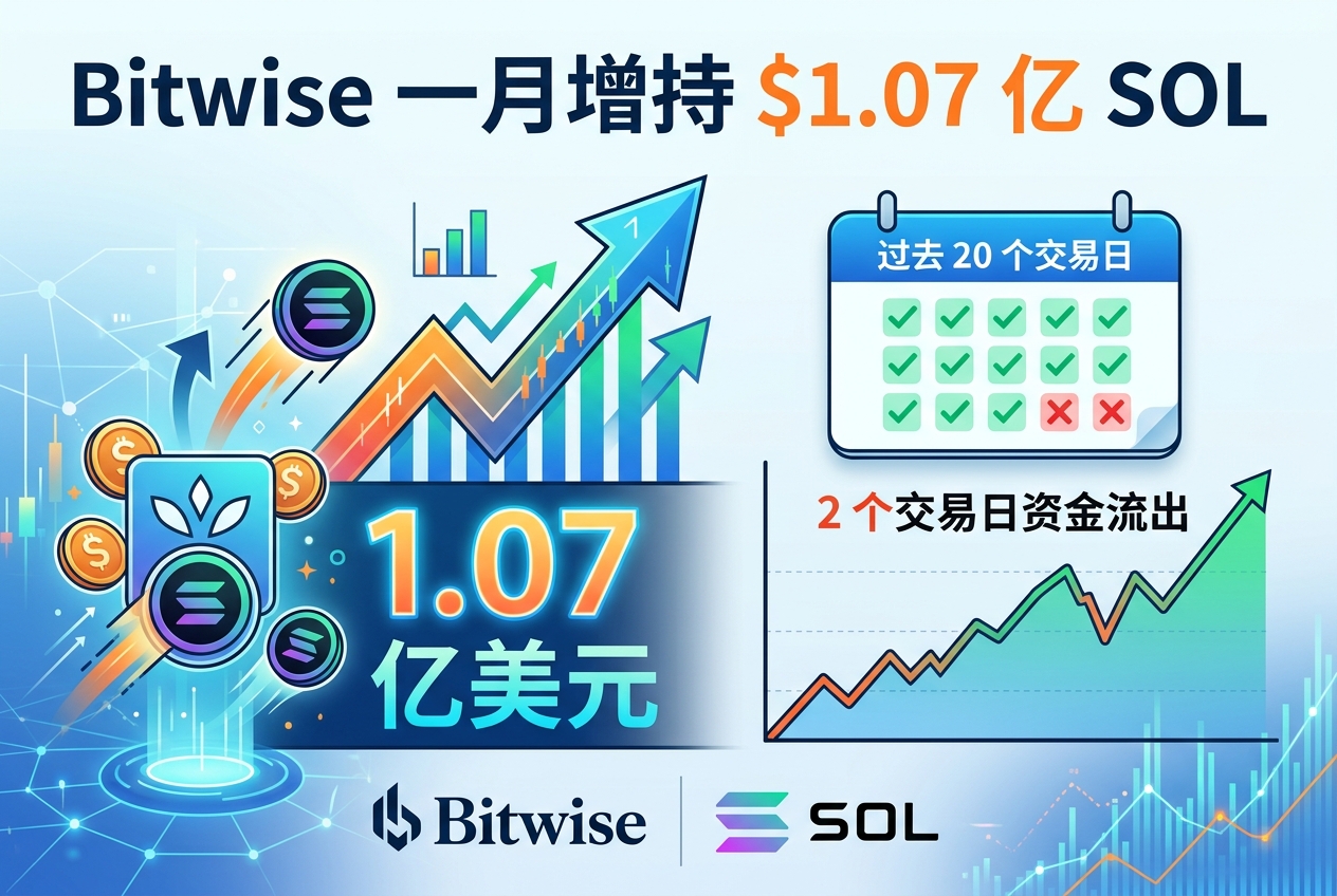 Bitwise 过去一月增持价值 1.07 亿美元 SOL