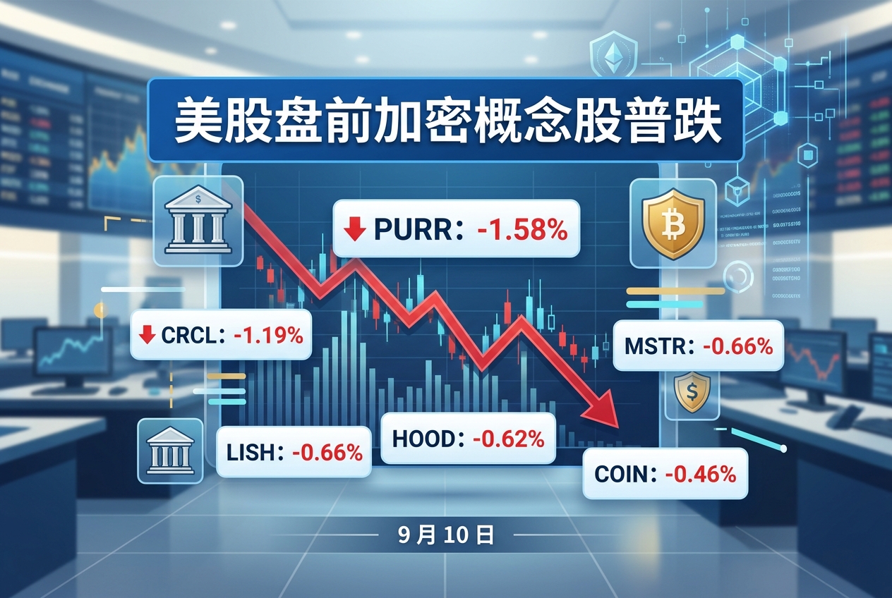 美股盘前加密概念股普跌,PURR 跌 1.58%