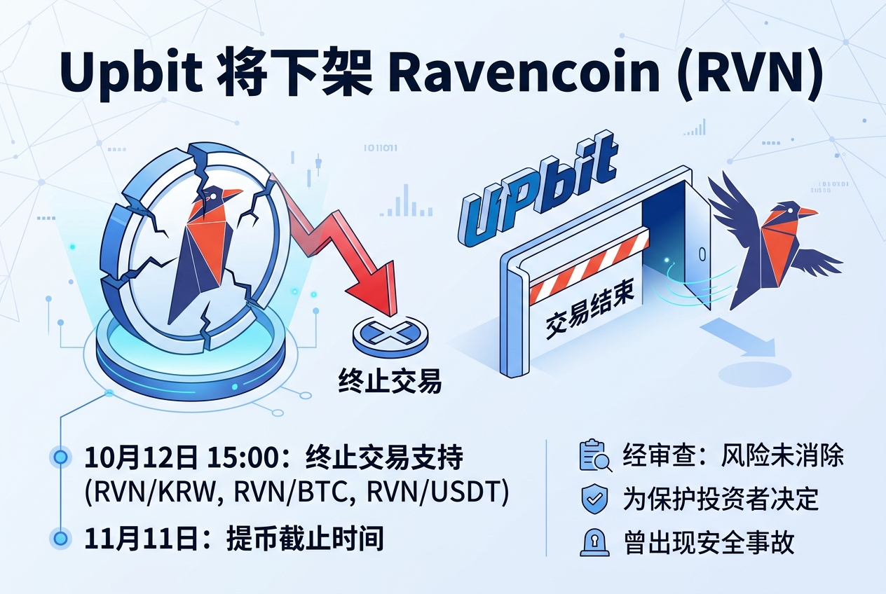 Upbit 将下架 Ravencoin(RVN),交易支持于 10 月 12 日终止