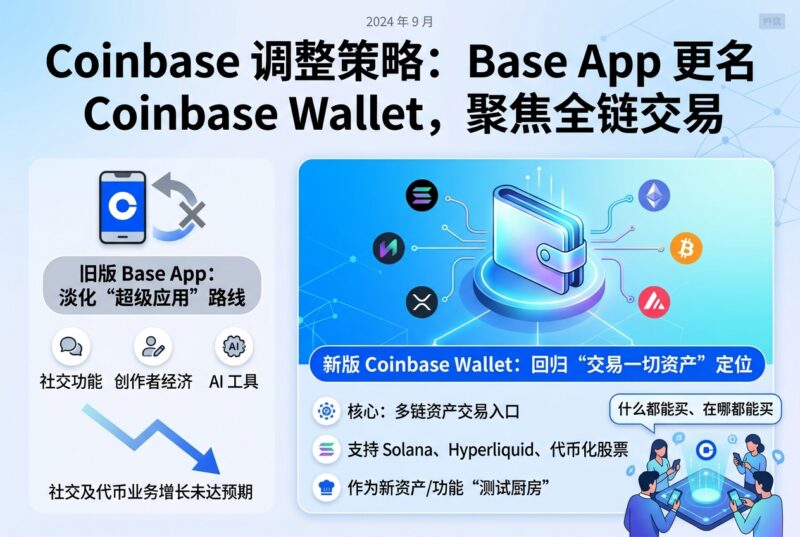 Coinbase 调整 Base App 定位:更名为 Coinbase Wallet,转向全链交易-指挥使社区 - 真实线索、热点议题与深度观察
