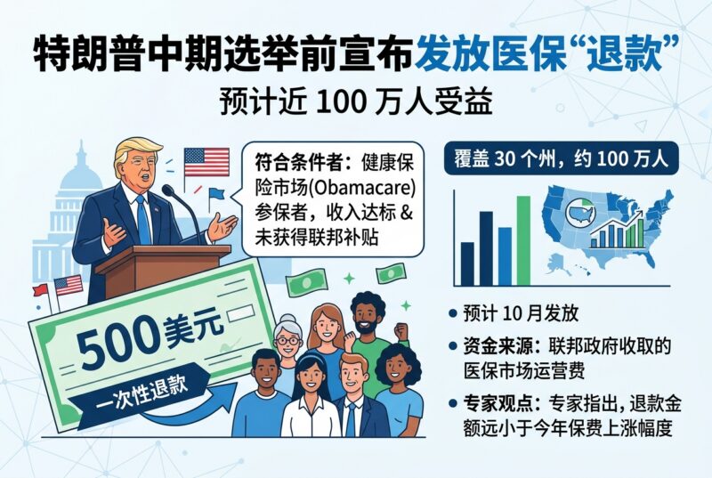 特朗普中期选举前宣布发放 500 美元医保“退款”,近百万人受益-指挥使社区 - 真实线索、热点议题与深度观察