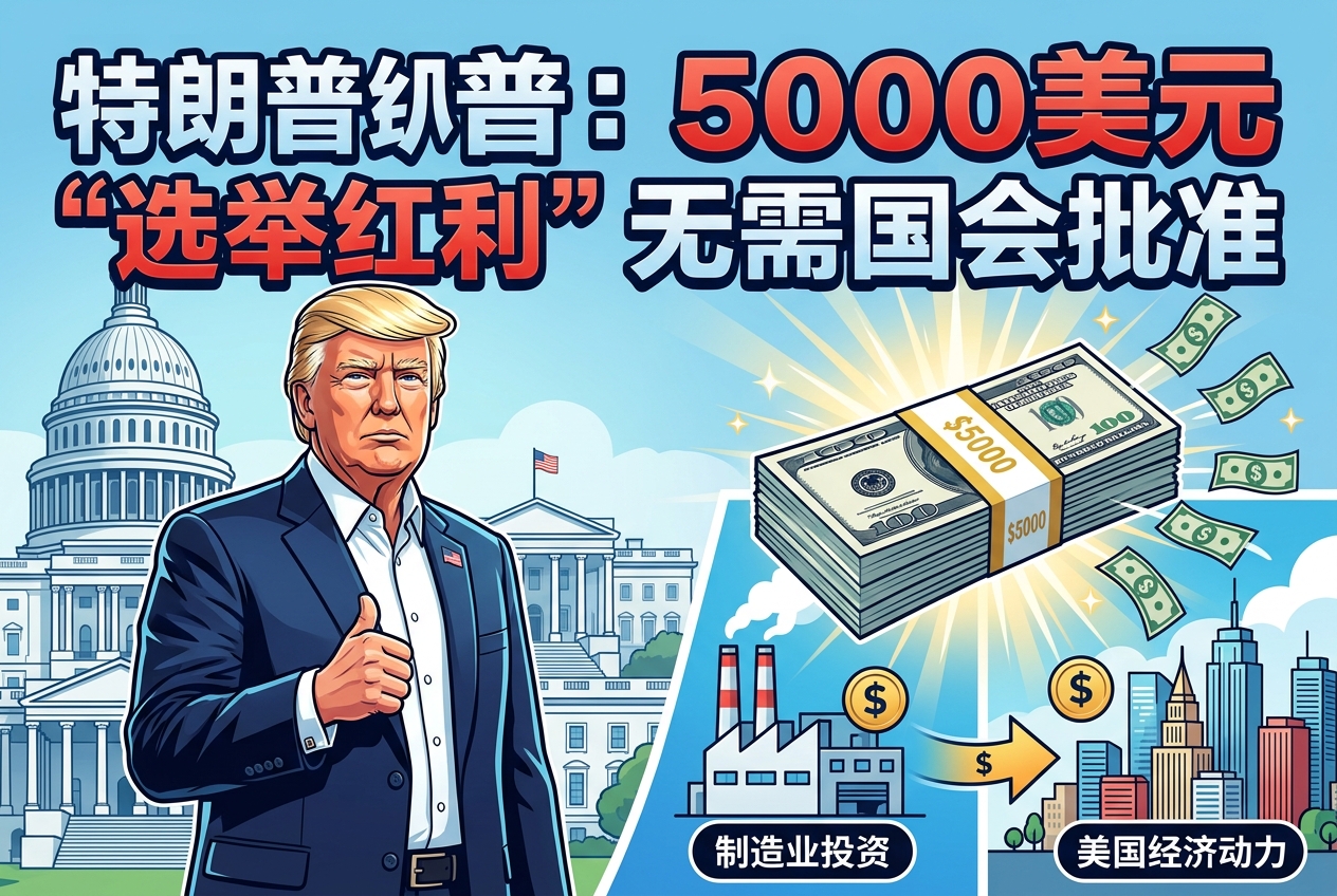 特朗普称 5000 美元“选举红利”无需国会批准