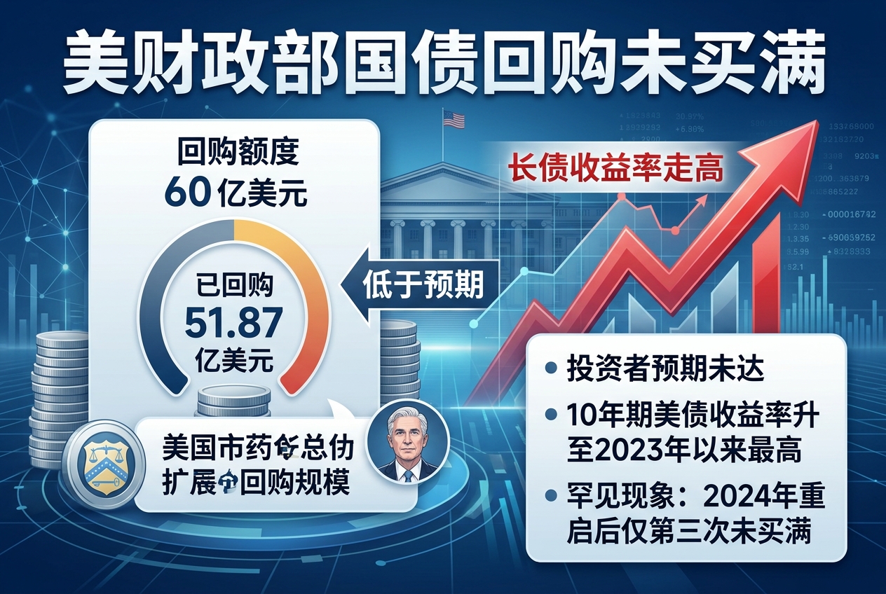 美财政部国债回购未买满上限,长债收益率走高