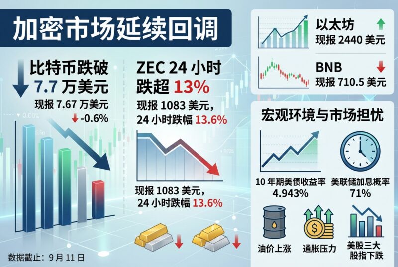 加密市场延续回调,比特币跌破 7.7 万美元,ZEC 24 小时跌超 13%-指挥使社区 - 真实线索、热点议题与深度观察